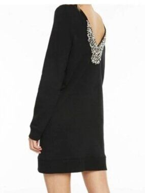 🫟 CULPOS x INC - Open Back, Rhinestone Embellished Sweater Dress, Sz L